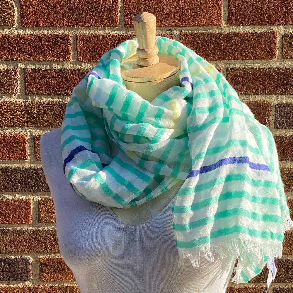 NWT GAP Scarf Aqua Light Stripes